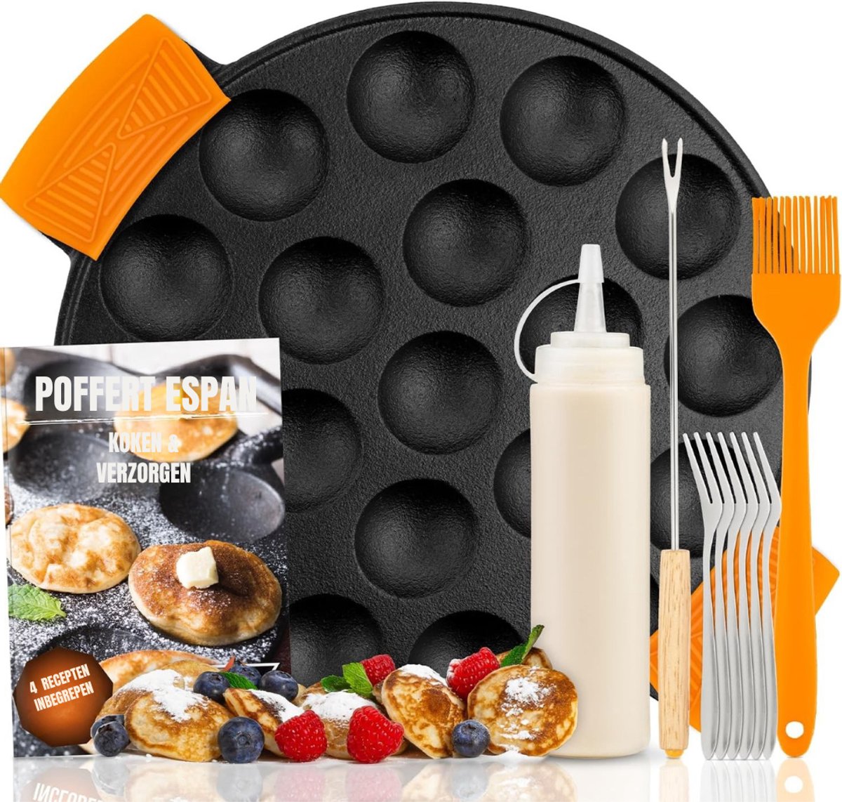 Levo® Poffertjespan Electrisch - Poffertjespan - Poffertjespannen - Zilver - 58cm x 53cm x 33cm