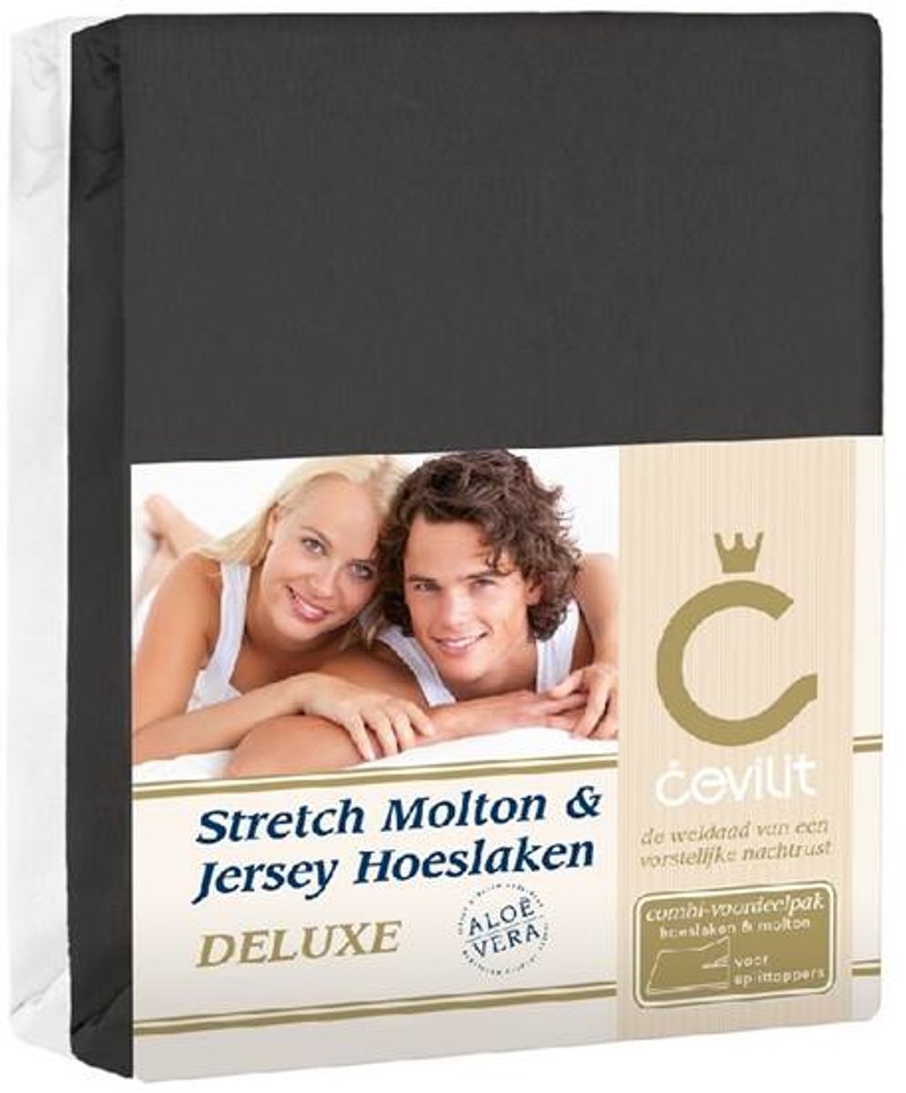 Cevilit Combi Splittoppers Deluxe Splittopper Hoeslaken - Taupe - 160x200/220 cm