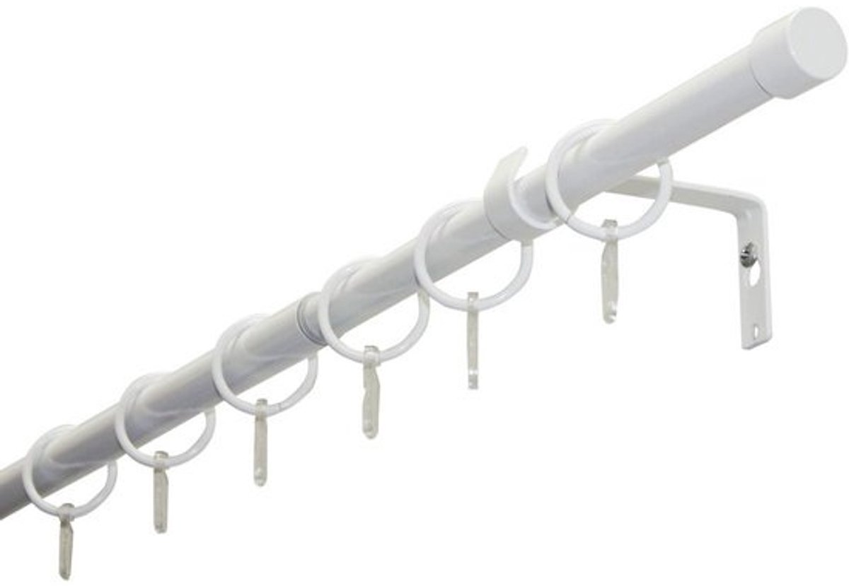Uittrekbare Gordijnroede Set Wit Metaal 180 tot 310 cm