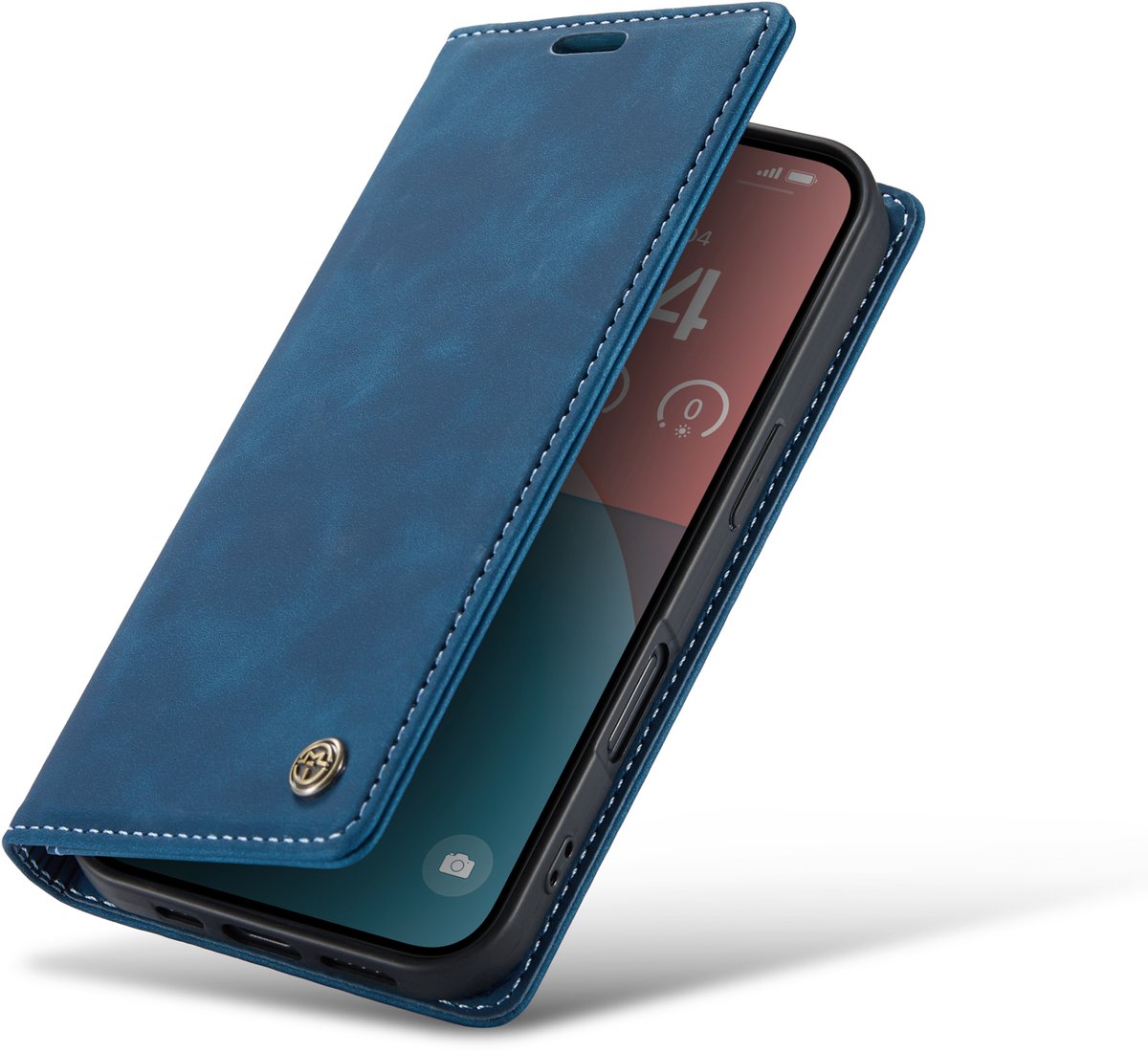 Casemania Hoesje Geschikt voor Apple iPhone 18 Pro - Navy Blue - Dunne Bookcase met Pasjeshouder - Slim Wallet Case - Donker Blauw