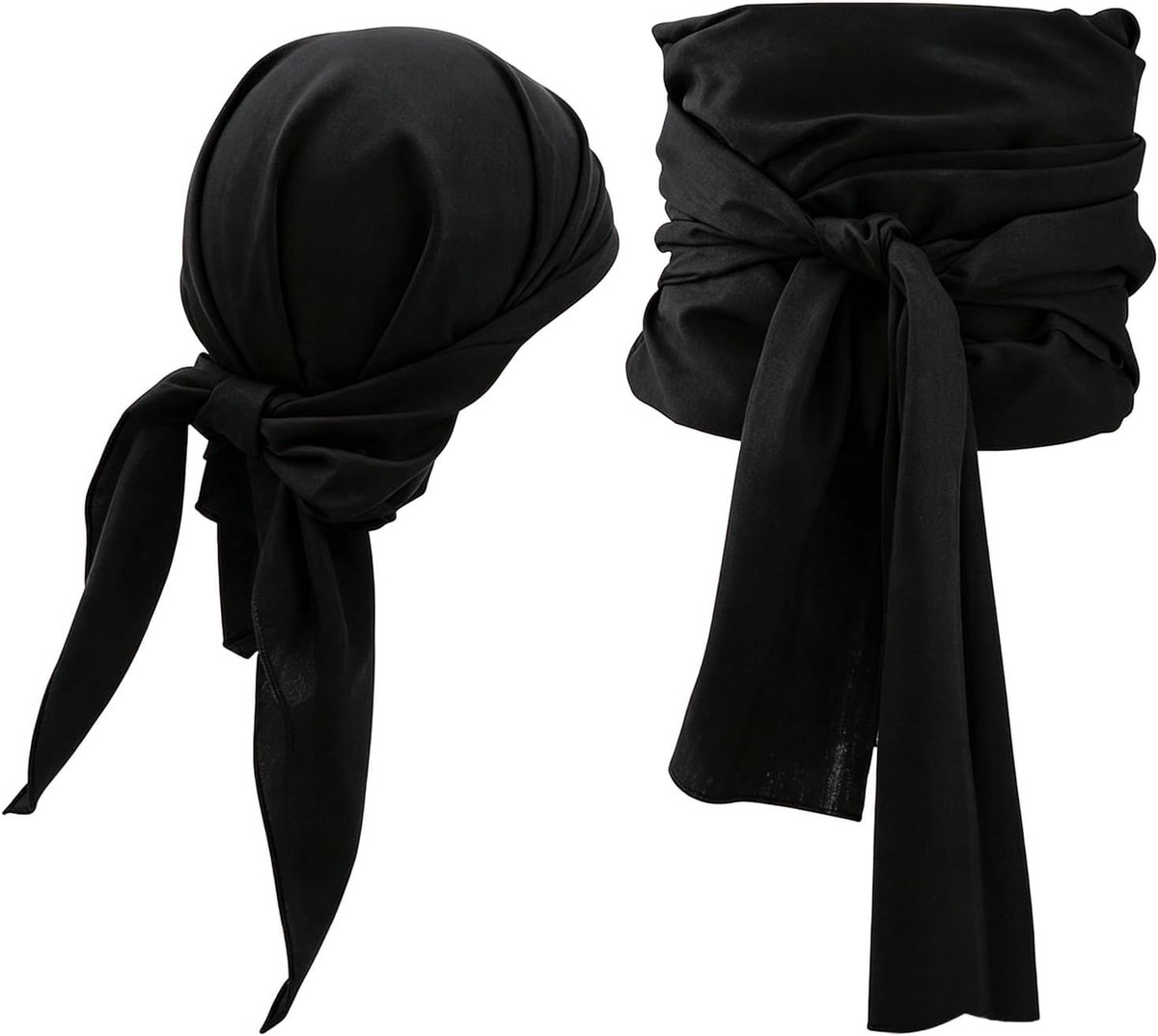 2-delige Piratenkostuum Accessoires, zwarte piratensjaal, hoofdband en ceintuur, Halloween, maskerade, feestkleding