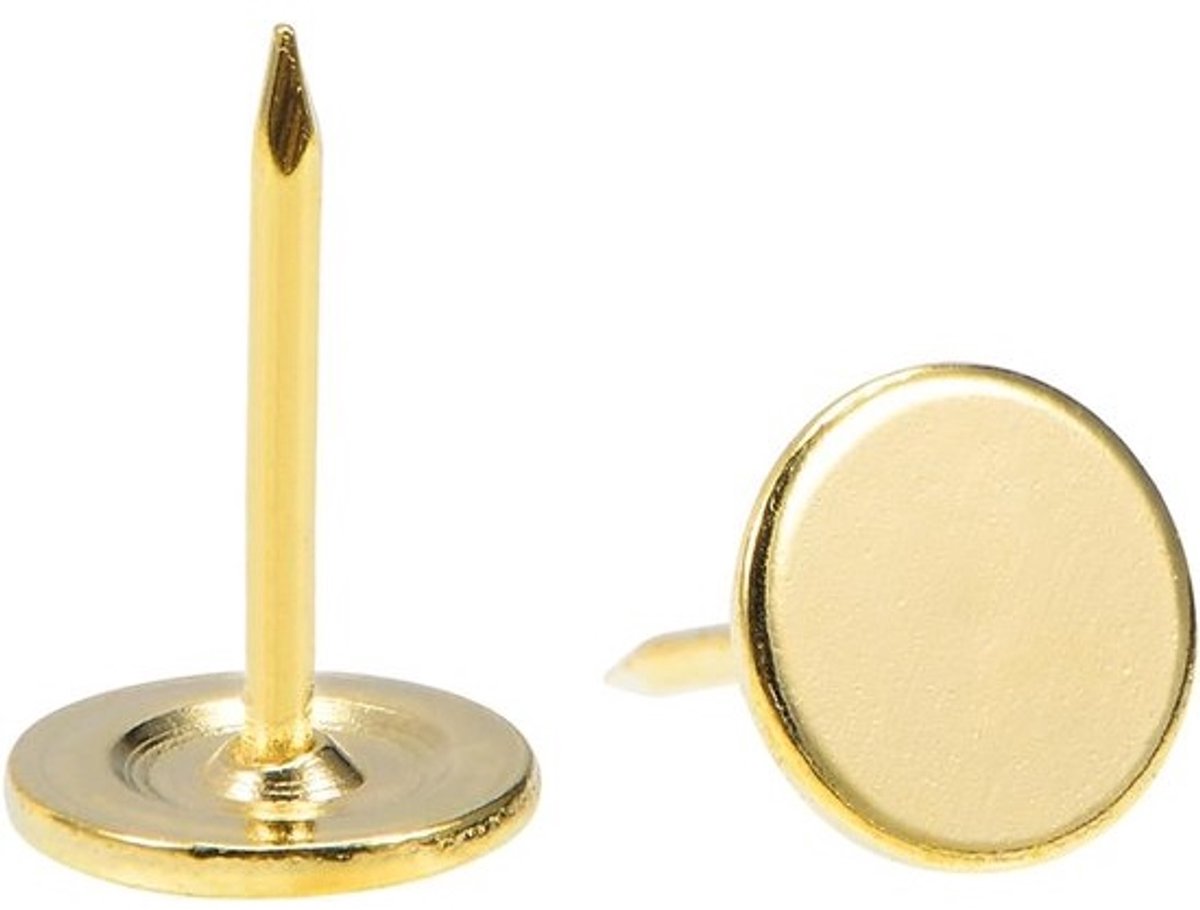 30 Decoratieve Platte Kop Behangnagels Goud - 11x17 mm - Voor Kurkbord en Meubels