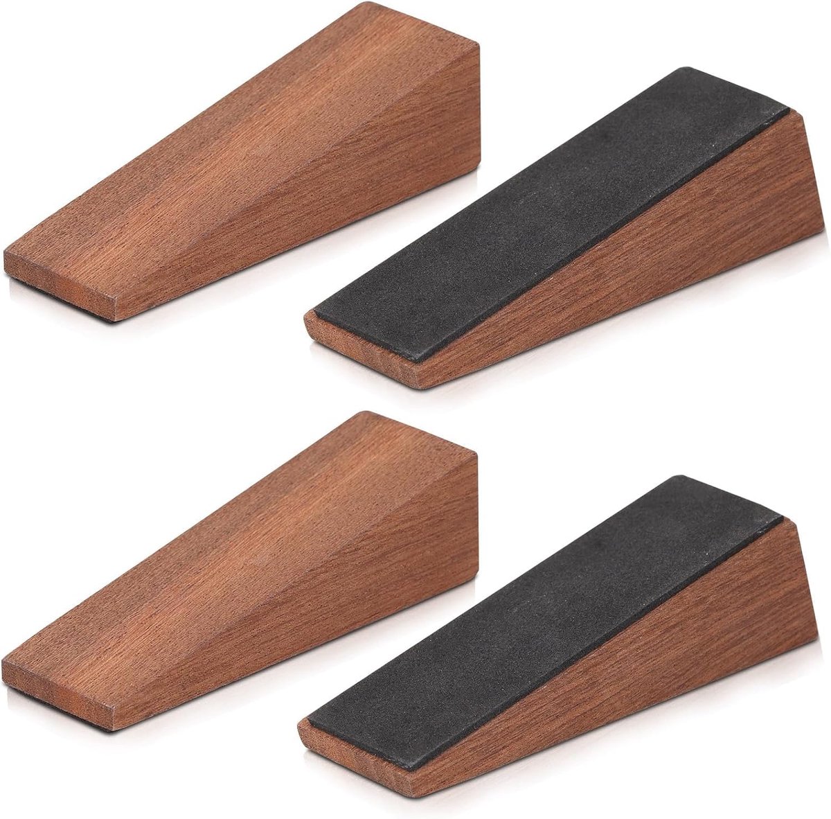 Dailygoods- Deurstoppers 4 Stuks - Houten Deurstopper - Antislip Deurwiggen - Schokbestendig - Hoekontwerp - Voor Binnen/Buiten Gebruik