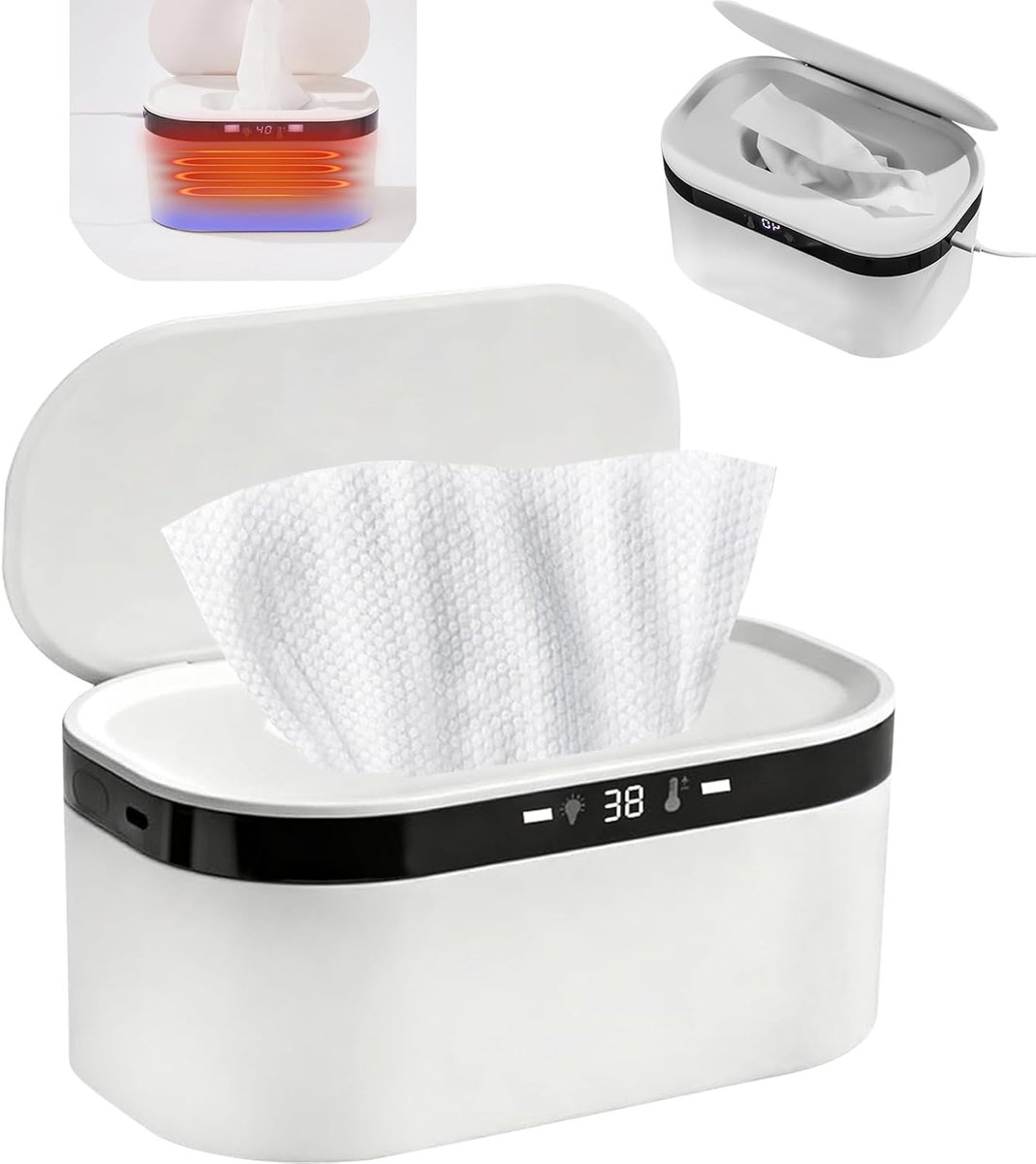 Doekwarmer, 3 warmtestanden en constante temperatuur, 10 W, USB-doekjes warmer