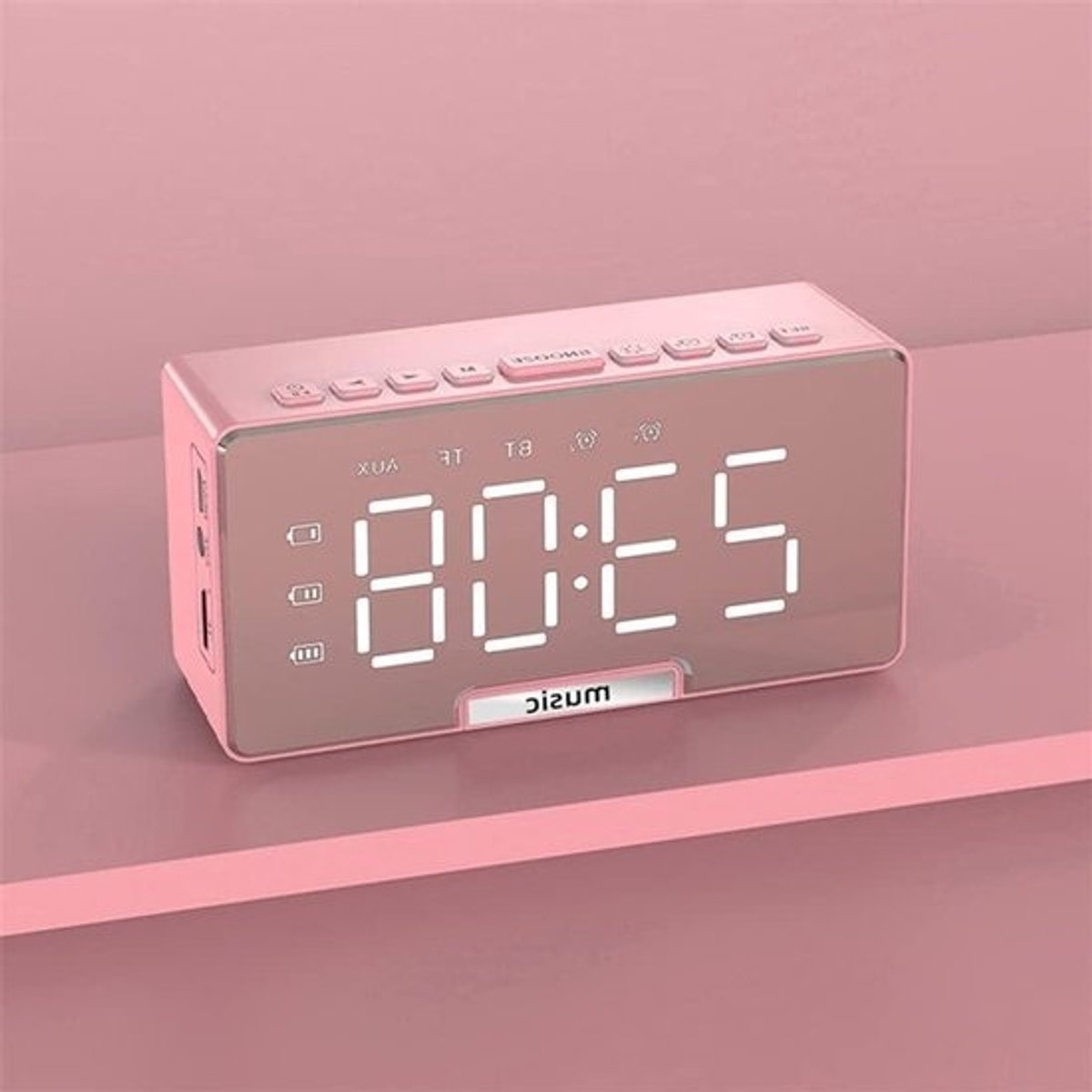 Muziekwekker Digitale Klok - LED Horloge - Wakker Worden - Dubbele Alarmen - Verstelbaar - Wit