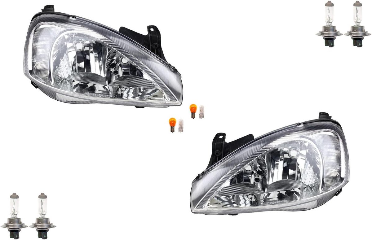 Koplampen halogeen HSW geschikt voor Opel Corsa C 00-03 met lampenset LR