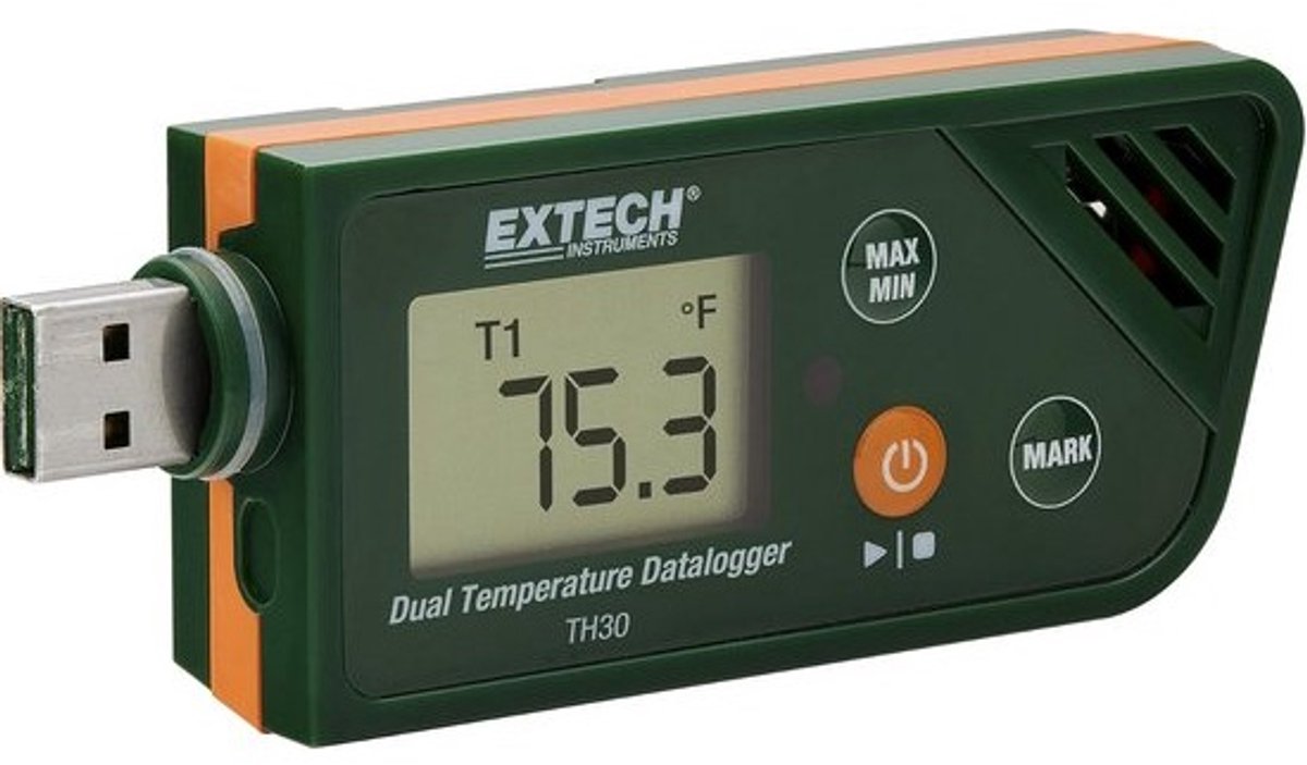 Dubbele USB Datarecorder voor Temperatuur met T1 en Externe Sensor