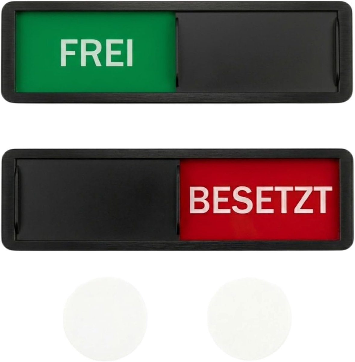 Besetzt Bord, magnetisch en zelfklevend, deurbord van metaal met schuifmechanisme voor kantoor, vergaderruimte, praktijk en toilet, vrij/bezette weergave voor deuren, zwart, 17,7 x 5,2 cm
