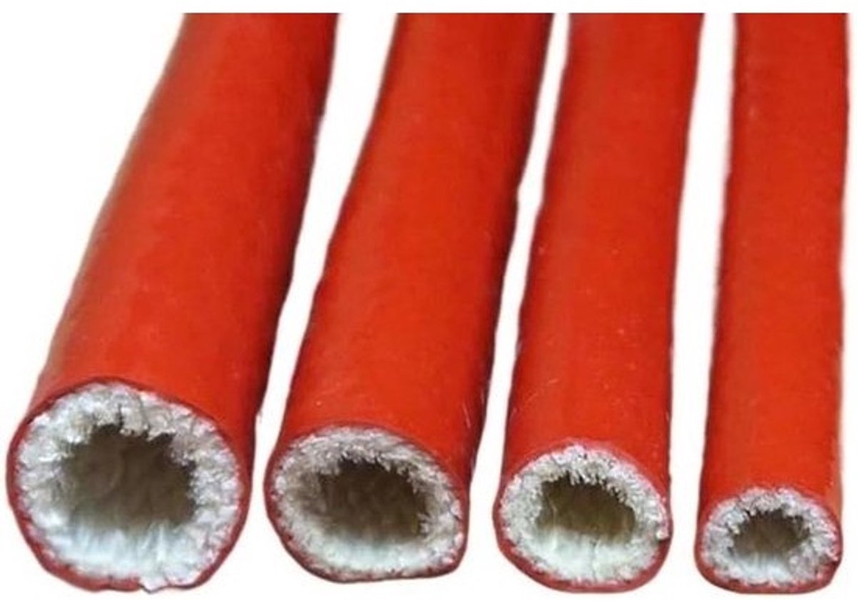 Beschermende Buis - Isolatie Huls - Hoge Temperaturen - Zelfdovend - 1 Meter - Rood