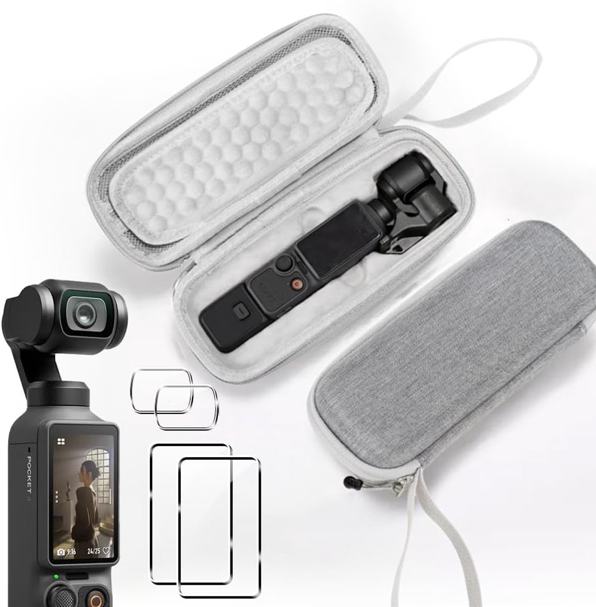 Hoesje voor DJI Osmo Pocket 4 case Accessoires + [2 Stuks] Schermbeschermer voor DJI Osmo Pocket 4 Screen Protector
