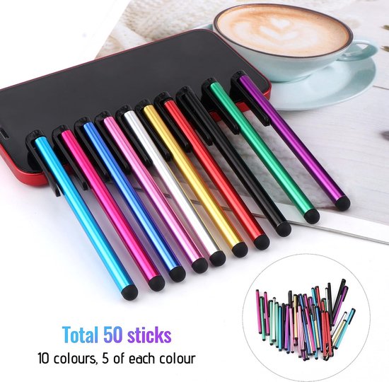 50 stuks Touchscreenpen Styluspen voor touchscreenapparaten, voor tablets iPad Mini Pro smartphones Huawei Samsung Galaxy 10 kleuren — afbeelding 4