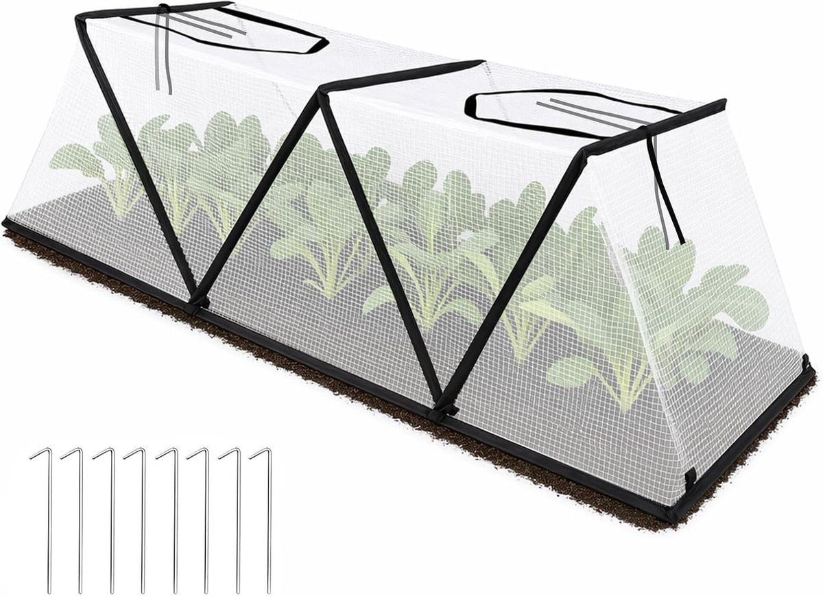 opvouwbare afdekking voor verhoogd bloembed voor tuin, 120 x 38 x 33 cm, plantenhoezen voor kieming, zaailingen, vermeerdering van zaailingen, bescherming tegen dieren