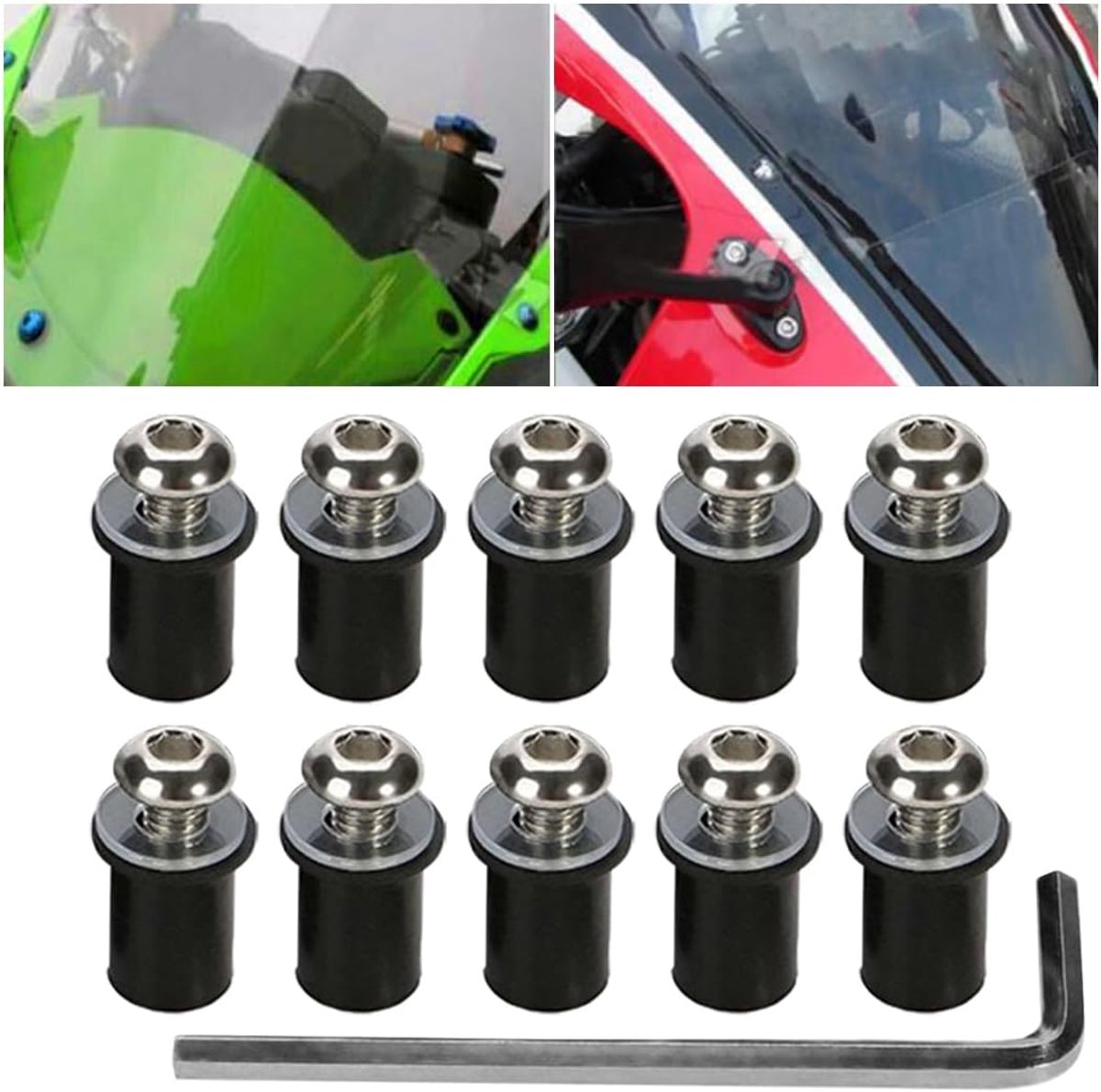 Dailygoods- Voorruitschroeven 10 stuks - Aluminium - Multifunctioneel - Motorfiets - Autoaccessoires - 1,8 x 0,9 cm - Zwart/goud/zilver/rood/groen/bla