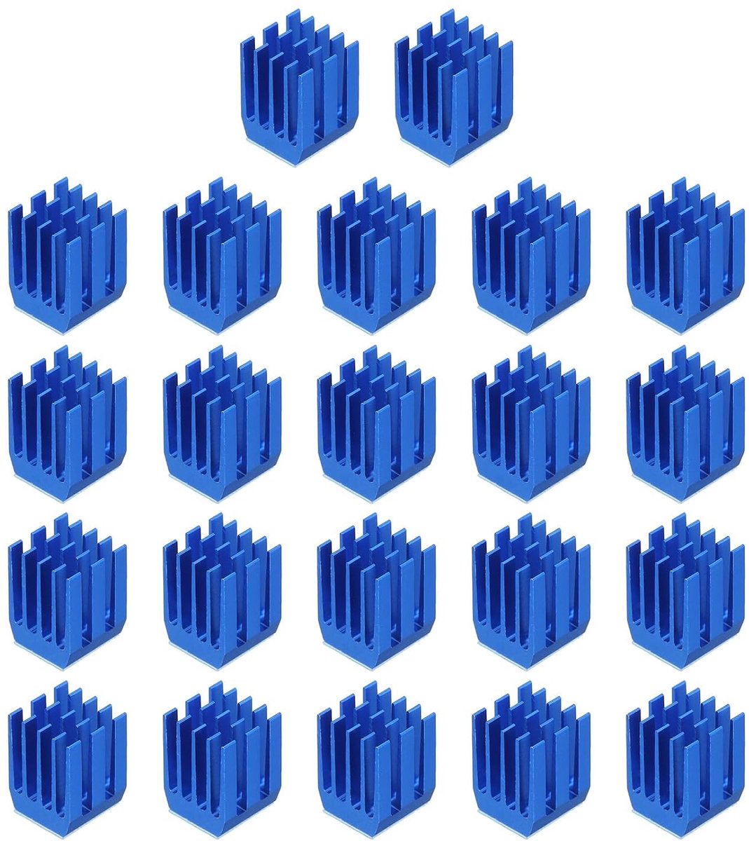 Koellichaam 9 x 9 x 12 mm, aluminium koellichaam koeling met thermische blauwe stickers voor Chip CPU Transistor FET IC versterker, blauw