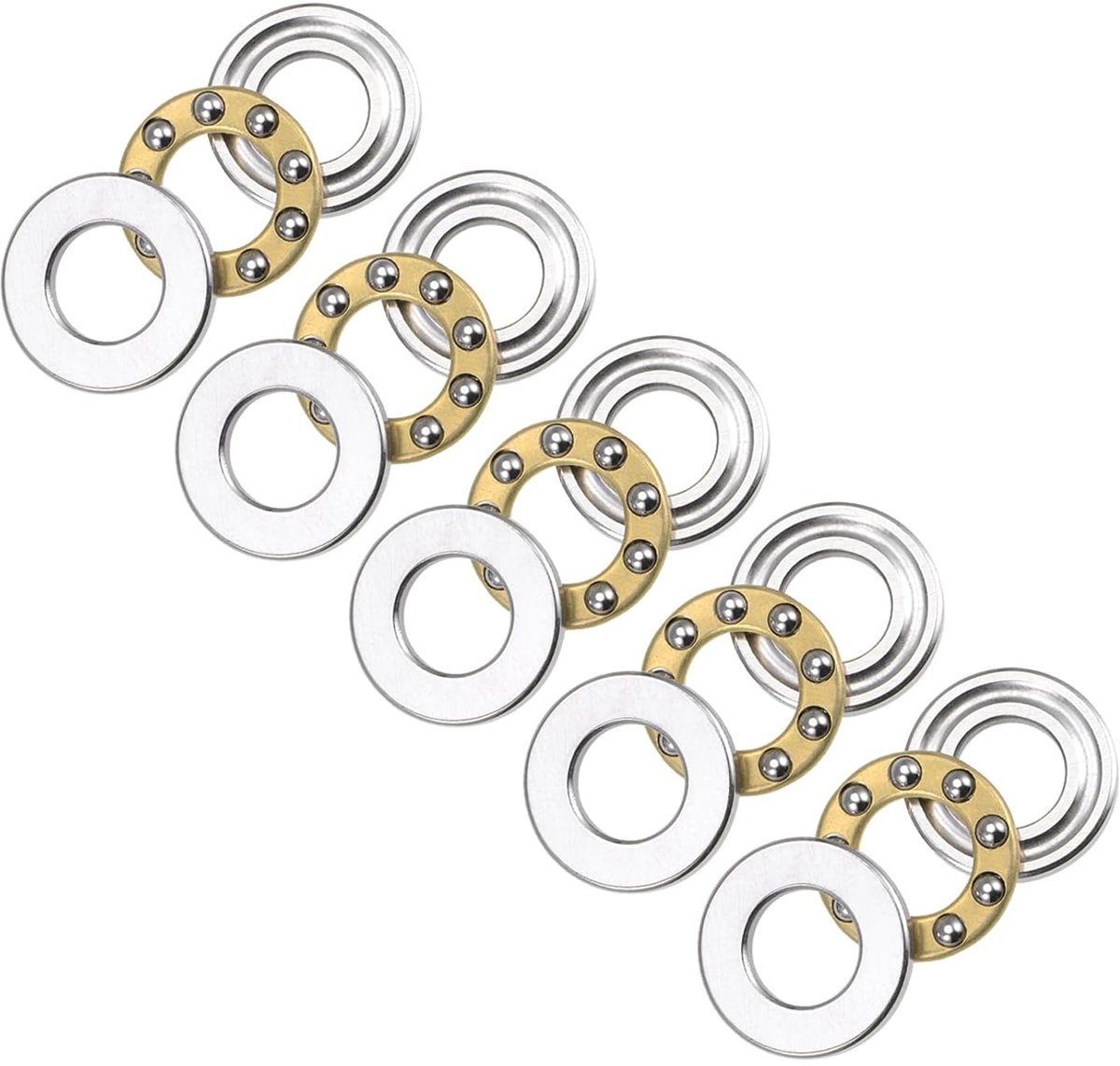 5 stuks F6-12M axiale groefkogellagers - [6 mm x 12 mm x 4,5 mm] chroomstaal miniatuur axiale lagers met sluitring voor gebruik in gereedschapsmachines