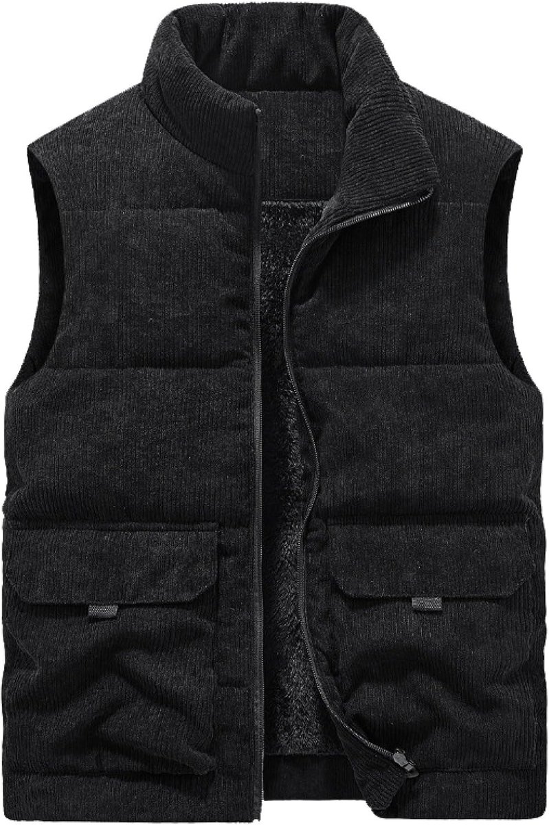 corduroy opstaande kraag gewatteerde fleece vest jas, bodywarmer gilets, winter outdoor gewatteerde mouwloze jas