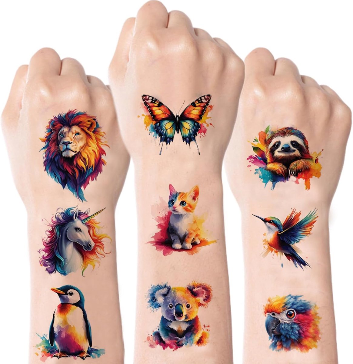 Tijdelijke Tattoos voor Kinderen - 60 Ontwerpen Tijdelijke voor Meisjes Jongens Lichaam Arm Schouder Tattoos Stickers, Verjaardagsfeest Decoraties