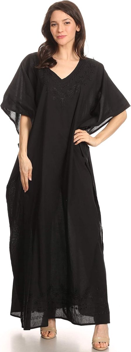 Favi Casual lange maxi-jurk voor dames, kaftan cover-up, loungewear, rayonne