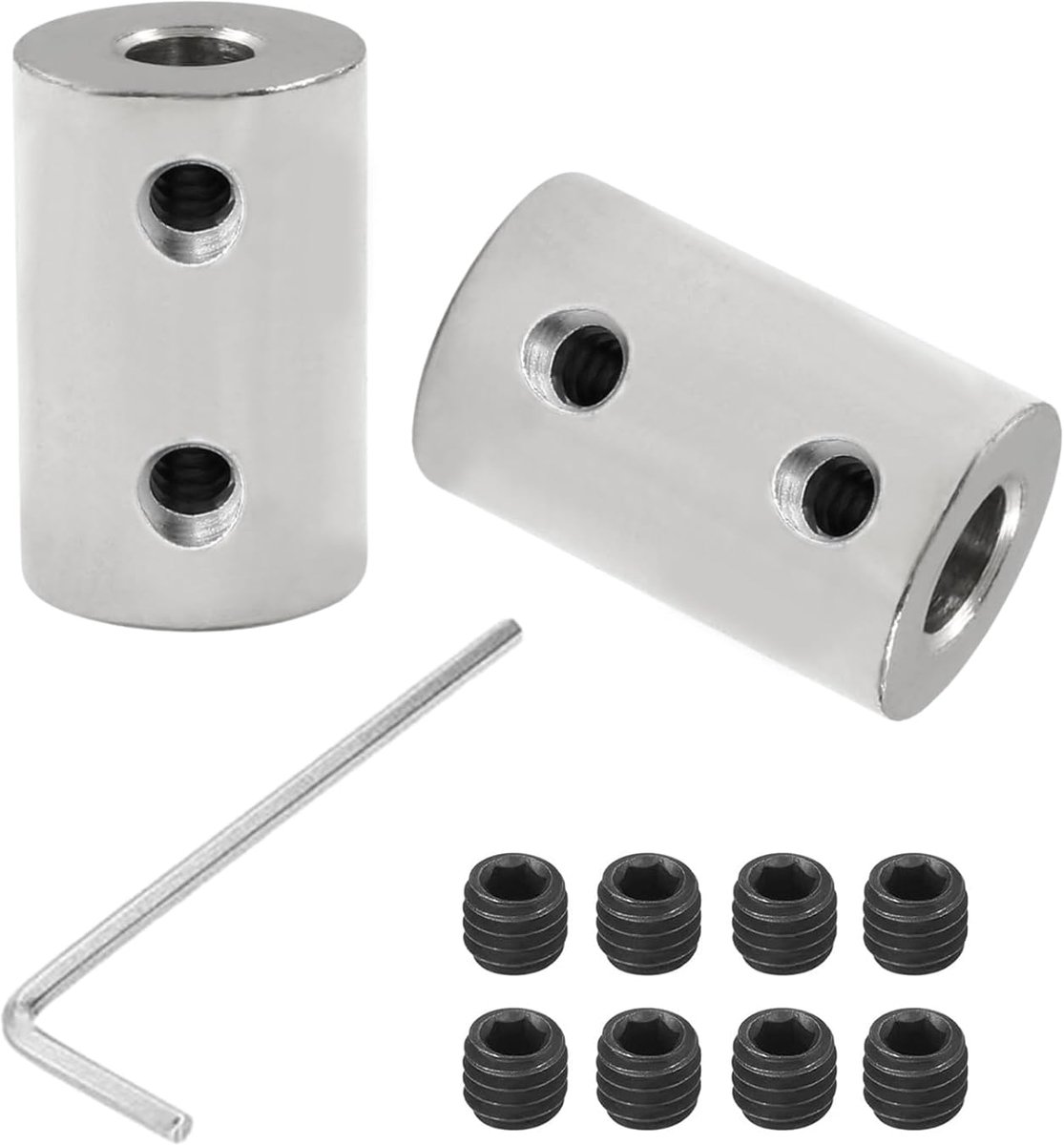 Dailygoods- Rigid Coupler - 2 Stuks - Galvaniseerd Koolstofstaal - Diameter 14mm - Lengte 22mm - M3 Verstelbare Schroeven - Geschikt voor 3D Printers