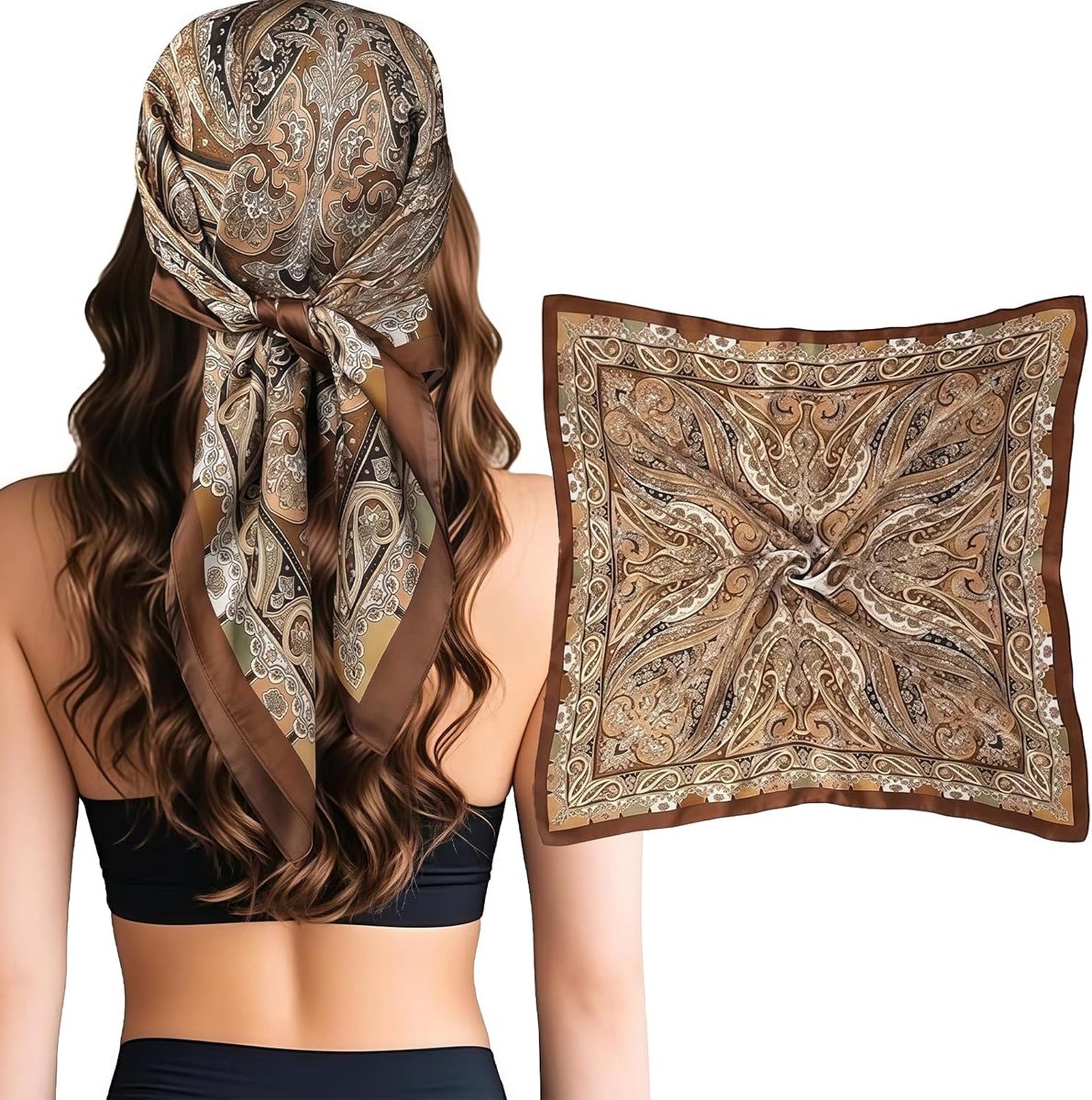 Dailygoods- Hoofddoek Elegant - Bandana - Zijdeachtig Sjaaltje - Multifunctioneel - 70x70cm/90x90cm - Hoogwaardig Satijnpolyester - Sjaal