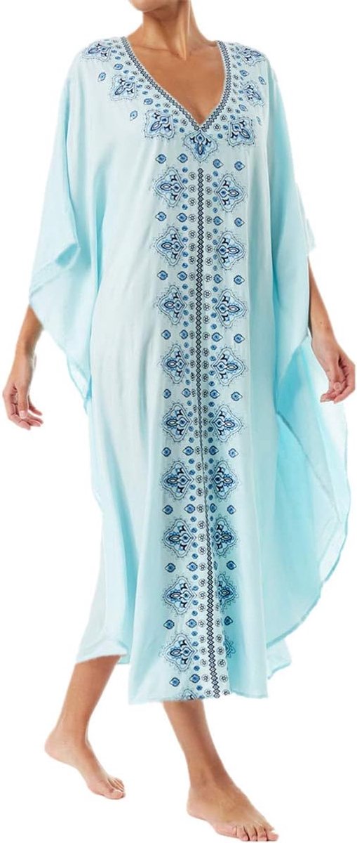 Jurk met Bloemen Borduurwerk Cover Ups Kaftan Maxi voor Dames