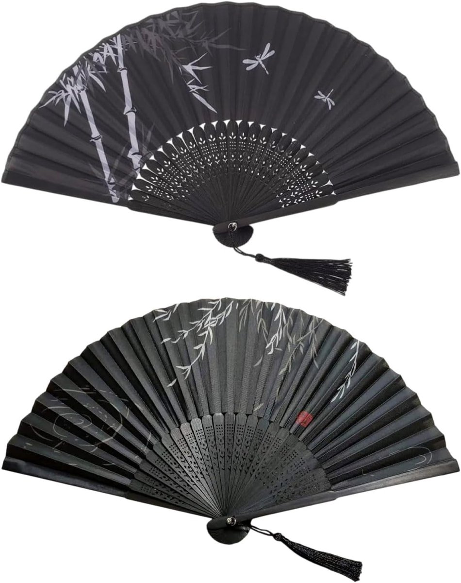 2 stuks vouwbare vakken, handvakken, kleine vouwvakken, bambuisvakken met kast voor verjaardagsgeschenken, dansen, cosplay, bruiloft, feest, requisiten-decoratie