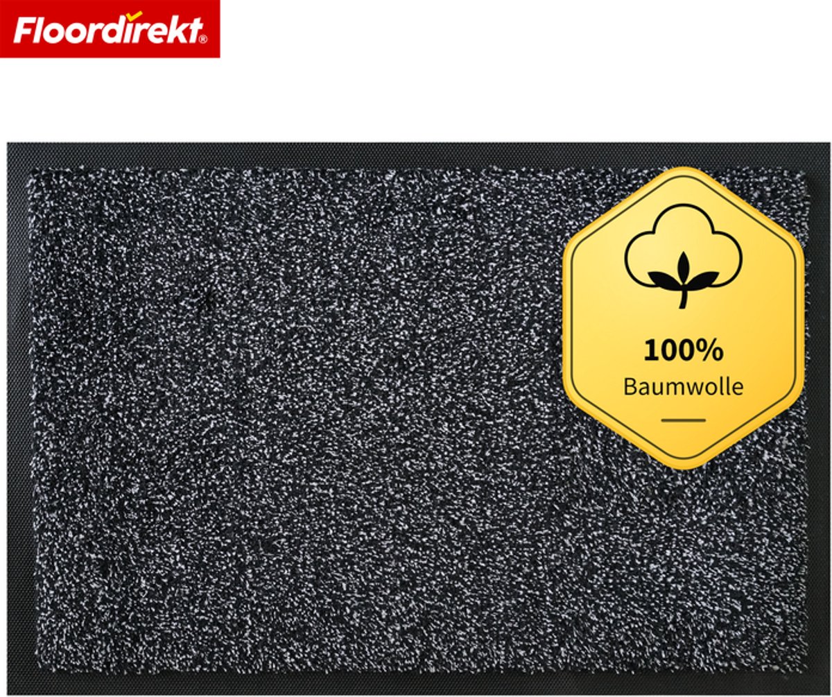 Floordirekt Karat Deurmat – Wasbare schoonloopmat met antislip TPE-rug – Anthraciet – 50 × 80 cm