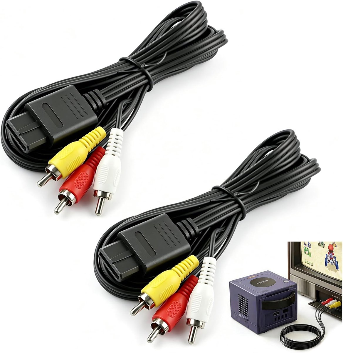 Kabel voor Nintendo 64 N64, GameCube GC & Super Nintendo SNES – Composite RCA Audio Video Kabel 1,8m – Ersatz Videoanschluss für TV & Monitor