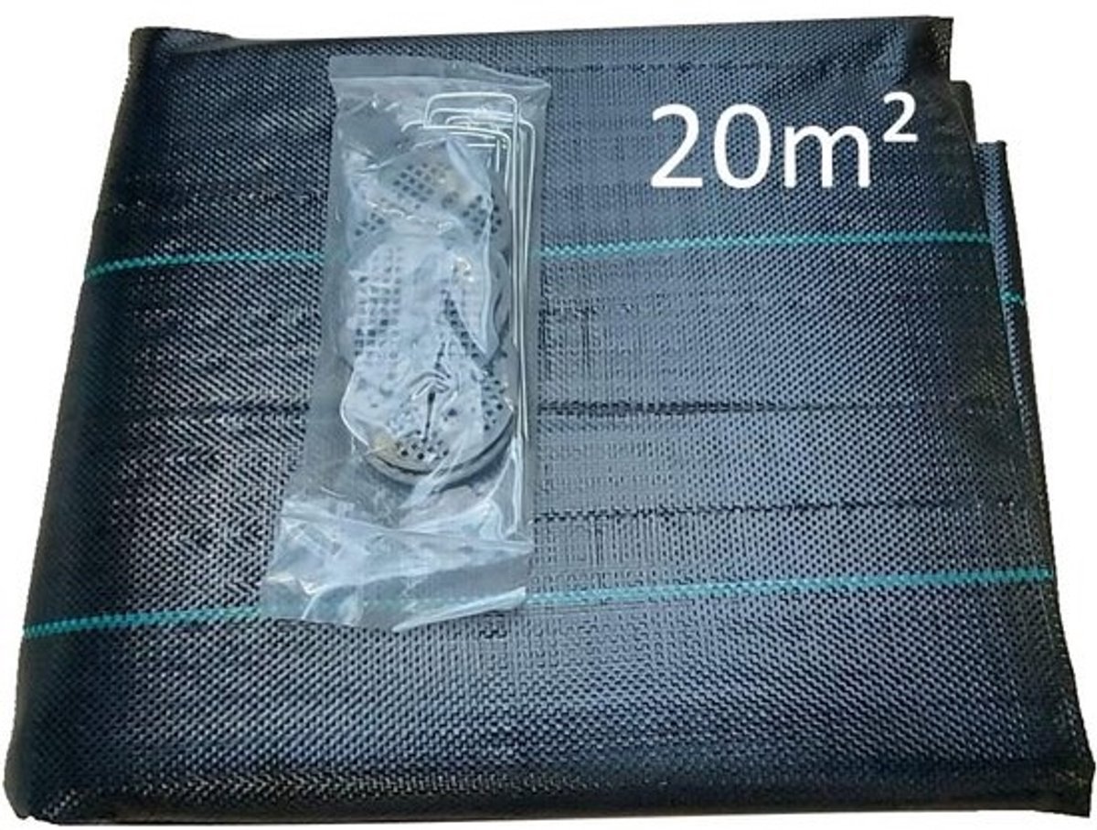 Zwaar Onkruiddoek 20m² - UV-stabiel Bodemweefsel Inclusief Grondankers