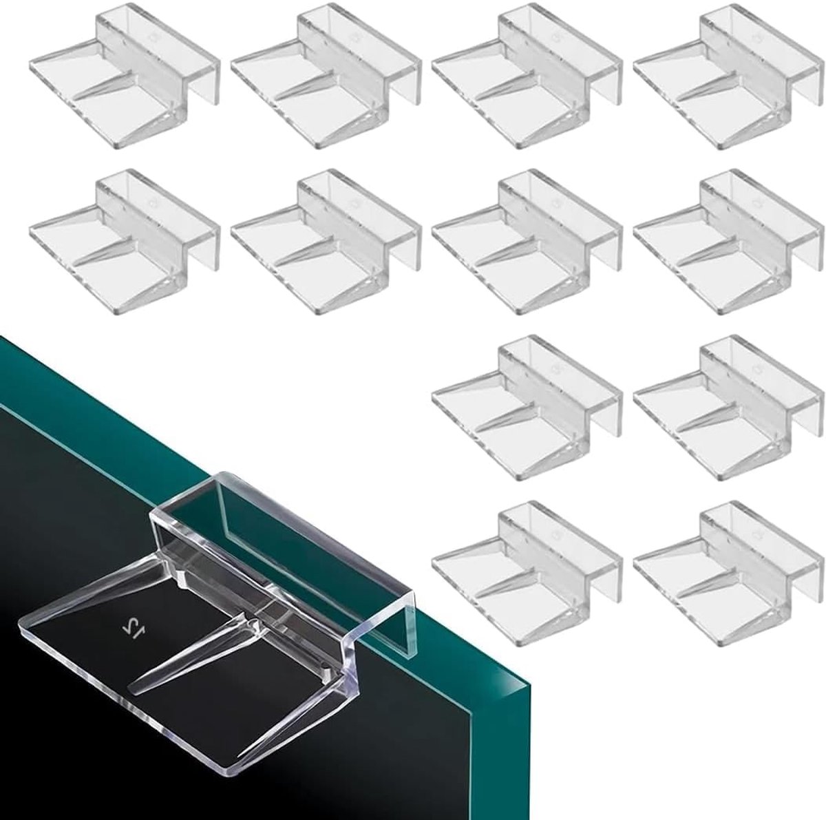Set van 12 houders van acryl voor aquaria, frameloos, 12 mm