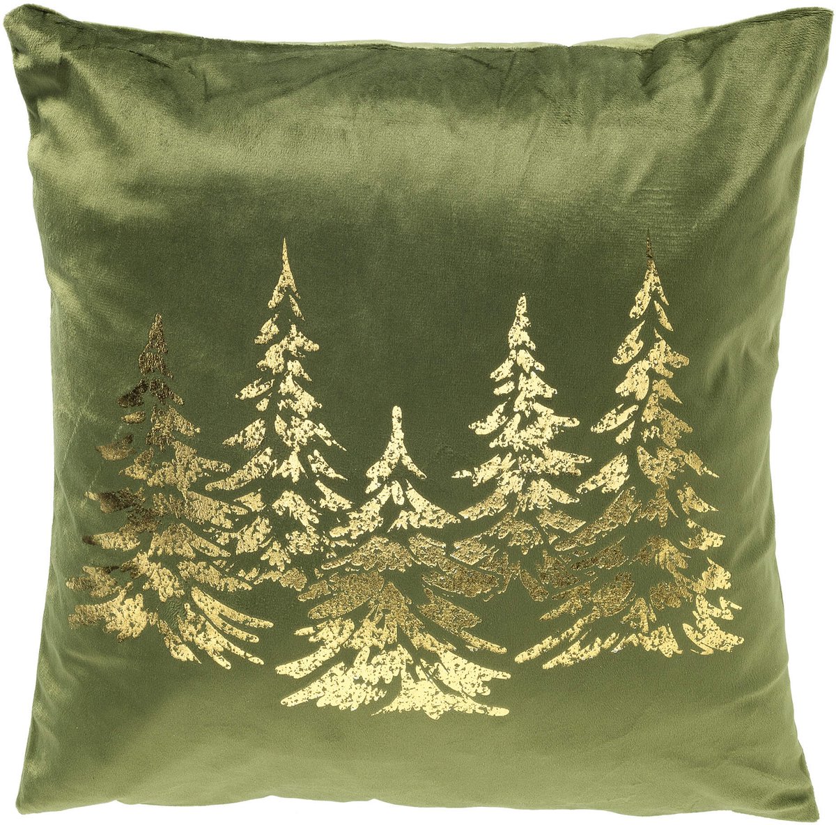 PINEGROVE - kussenhoes 45x45 cm - fluweel - dennenbomen - Bronze Green - groen, goud