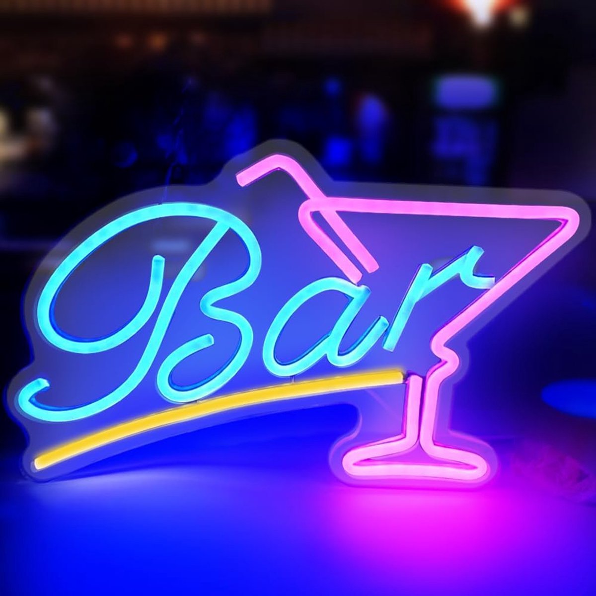 Lichtreclame, bar, neonbord, neonbord, neonbord, USB-voeding, roze en blauw neonbord voor huisbar, restaurant, party, club, wanddecoratie