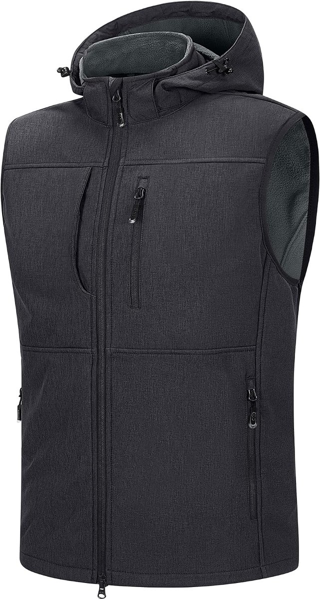 33,000ft Outdoorjas voor heren, waterdicht, softshell, mouwloos, bodywarmer, fleecevest, volledige ritssluiting