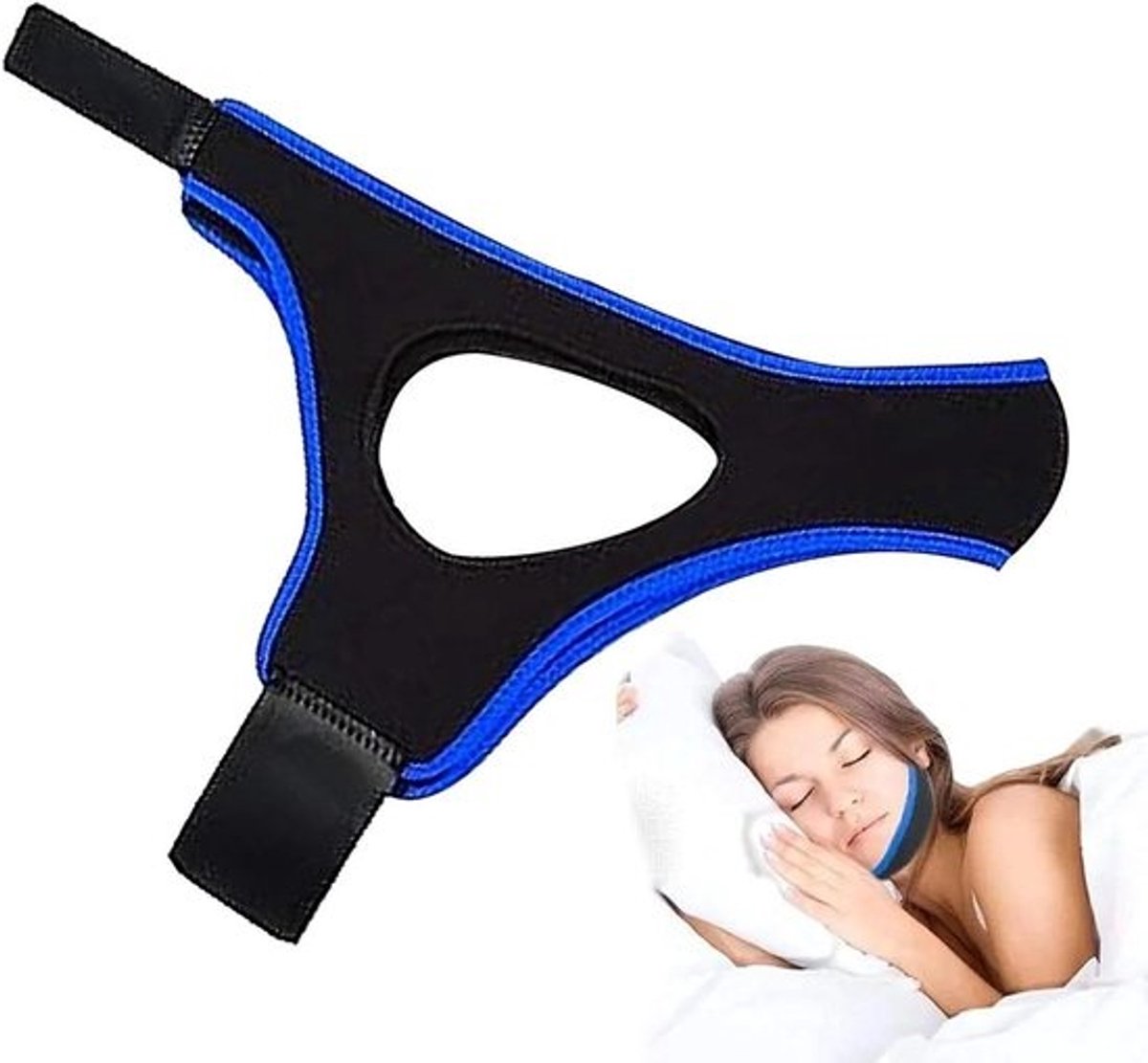 Kinband - Kaakband Slaap - Snurken Verminderen - Driehoekige Structuur - 22x15cm - Blauw