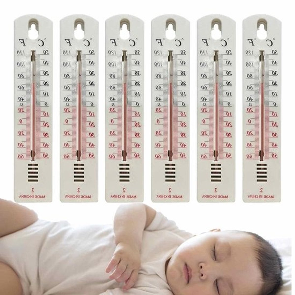 Buiten thermometers - Binnen en buiten - Temperatuur meten - Nauwkeurig en betrouwbaar - 6 stuks 19.5 cm - Meerkleurig