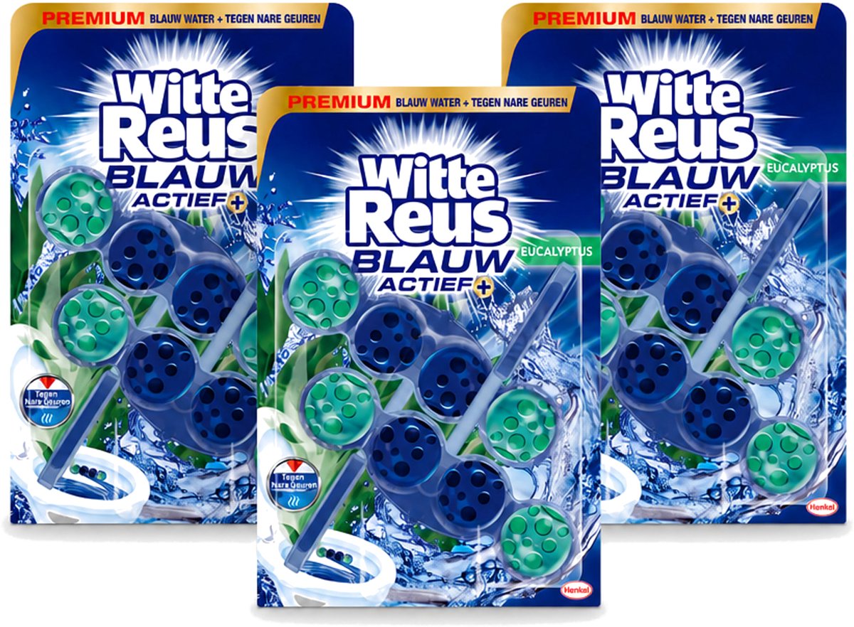 3 x Witte Reus - Toiletblok - Blauw Actief Eucalyptus - 2 Toiletblokken - Voordeelverpakking - 3 stuks