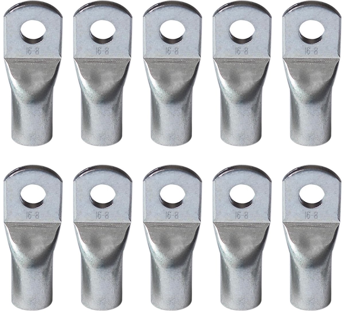 10 kabelschoenen, ringkabelschoenen, buiskabelschoenen, krimp-kabelschoenen, lege kabelschoenen, adereindhulzen, kabelconnectoren (zilver)