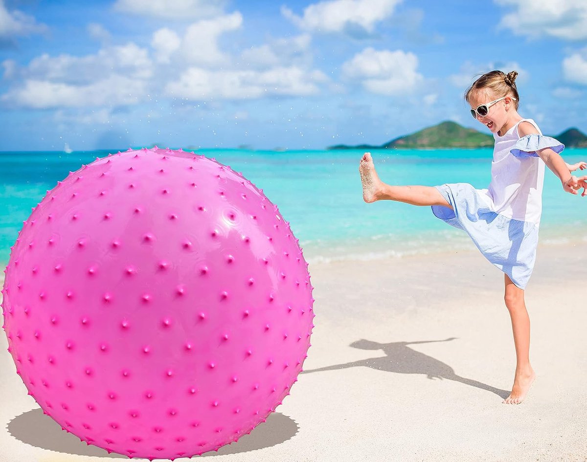 Sensorische massageballen voor kinderen, 85 cm, springende yogaballen, grote opblaasbare trainingsbal met tactiele spikes, outdoor ballen, speelballen, strandballen