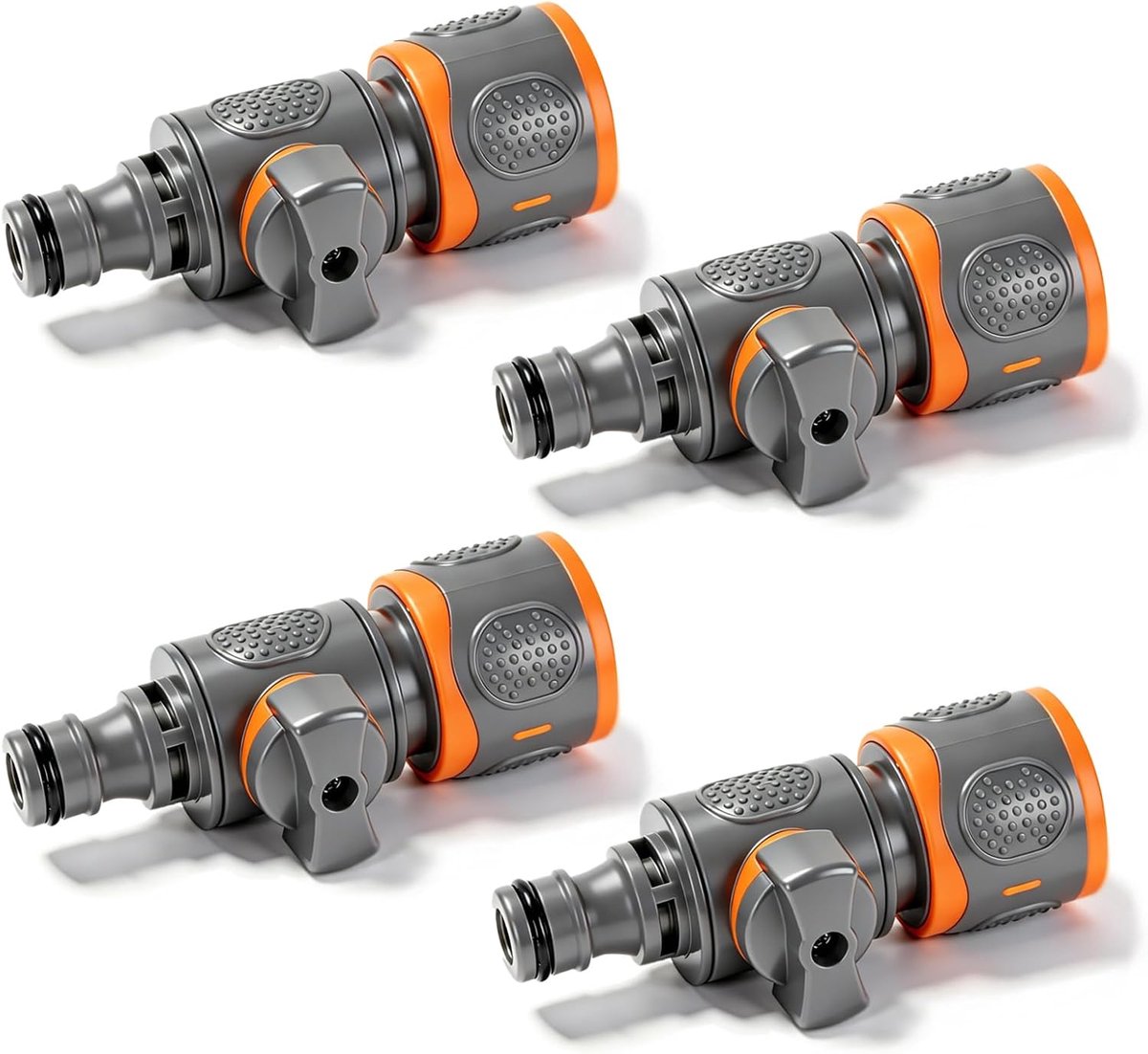 4 stuks tuinslangkoppeling met regelventiel tuinslangconnector en slangkoppeling met afsluitventiel geschikt voor 1/2 inch waterslangen