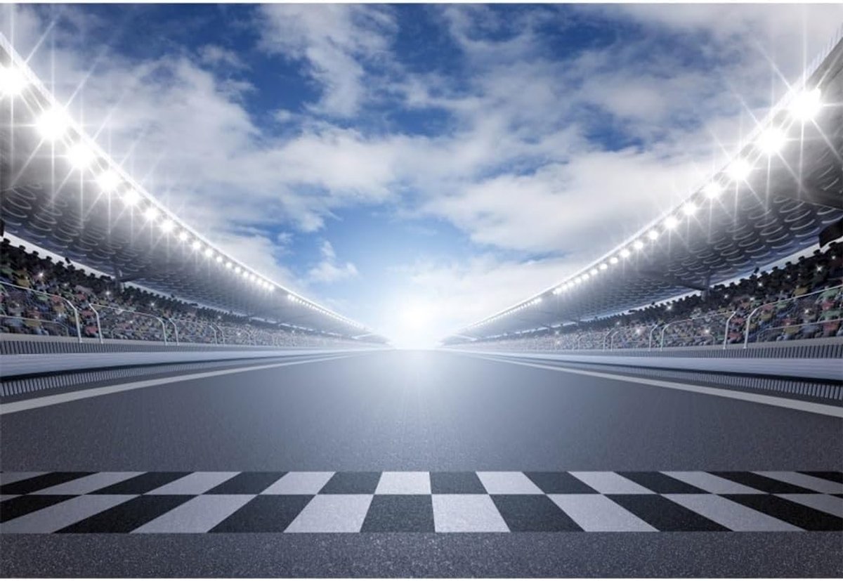 8x6ft Finish Line Race Track Achtergrond Racing Auto Fotografie Achtergrond Stadion Bokeh Lichten Achtergrond Verjaardagsfeestje Decoratie Leveranciers Kinderen Volwassenen Portret