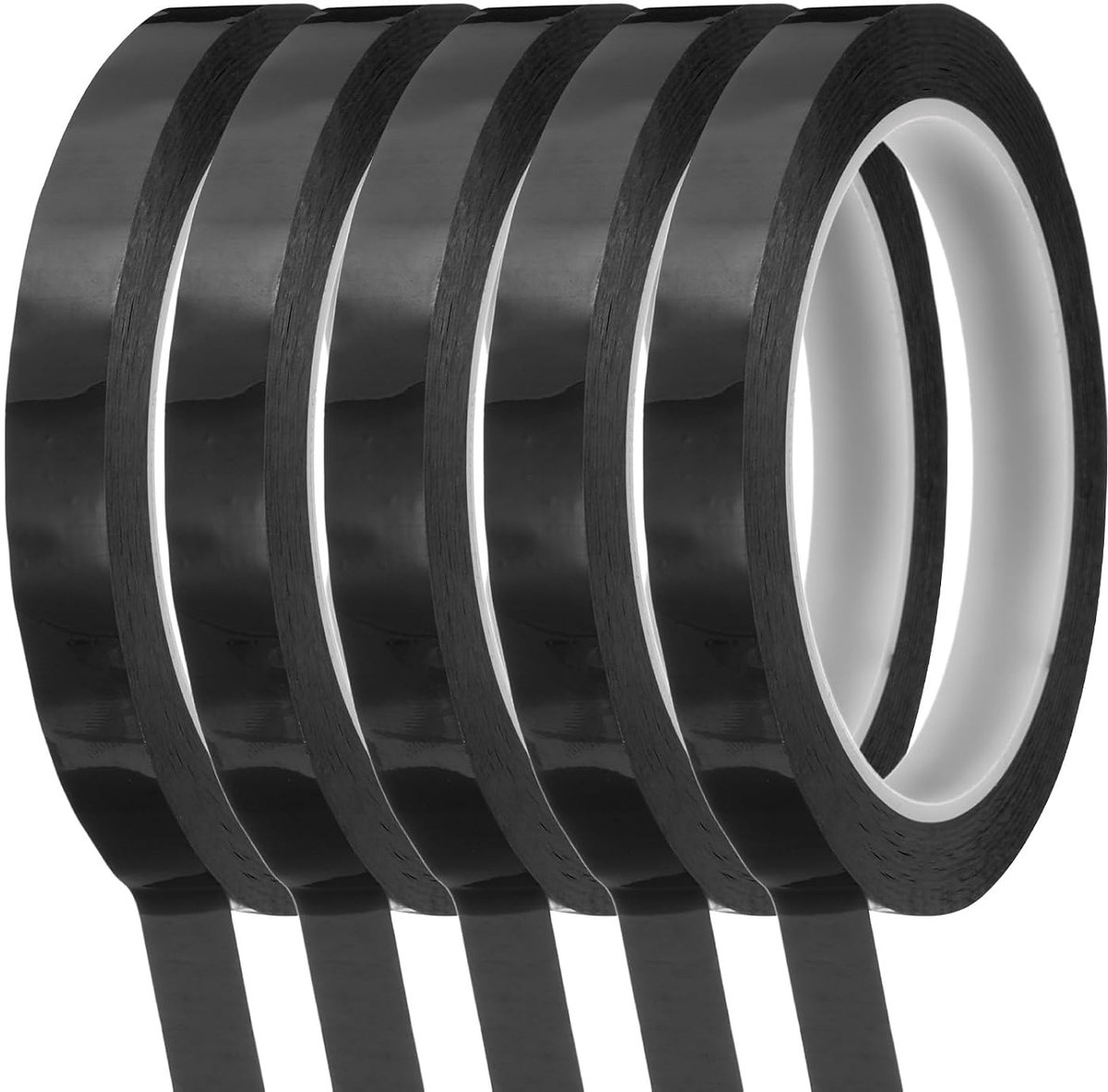 Tape voor whiteboard, 12 mm, zelfklevend, grafische tape voor lijnen, 66 meter, stickers voor droogborden, scrapbooking, doe-het-zelf, kunsthandwerk, zwart, 5 stuks