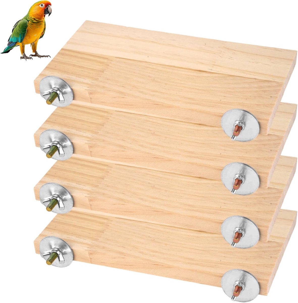 4 Vogelplatform van Hout,19×10 cm Vogel Platform Hout,Zitplank voor Vogels