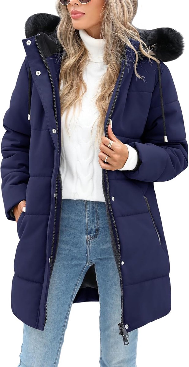 Jas jas dames winterjas gewatteerde jassen warme parka sweatshirt met capuchon van bont afneembaar gewatteerde jassen outdoor jas