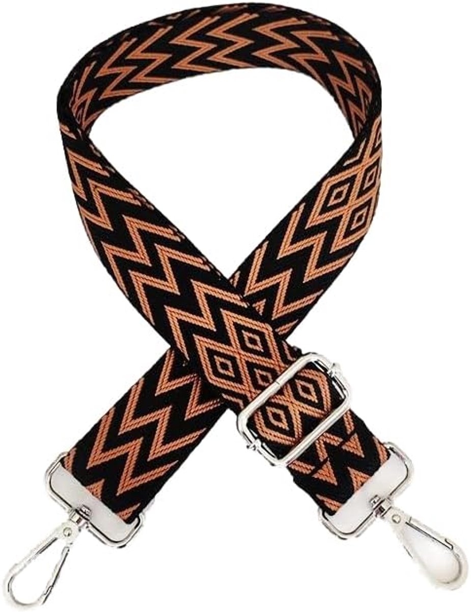 verstelbare schouderriem voor tassen, 3,8 cm, meerkleurig, brede tasriem, schouderriem voor dames en heren, verstelbare riem, tashendel, schouderriem voor tassen, handtassen, bruin-zwart