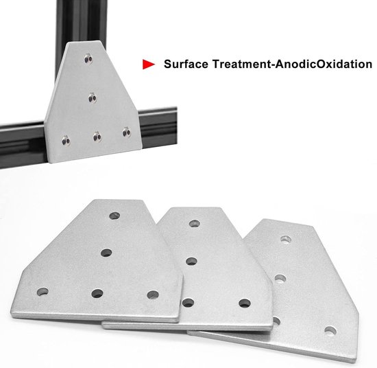 Verbinder 20x20 Profilverbinder Silber T 8 Stück mit 40Stück M5-Muttern, 40Stück M5-Schrauben, für 3D-Drucker, Graviermaschine — afbeelding 3