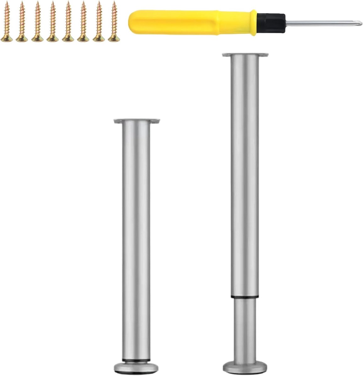 2 Verstelbare Meubelvoetjes,In Hoogte Verstelbare Meubelvoetjes,Metalen Meubelpoten,Krasbestendige Meubelpoten Voor Kasten,Tv-kasten,Bedden (Grijs, 40-70 cm)