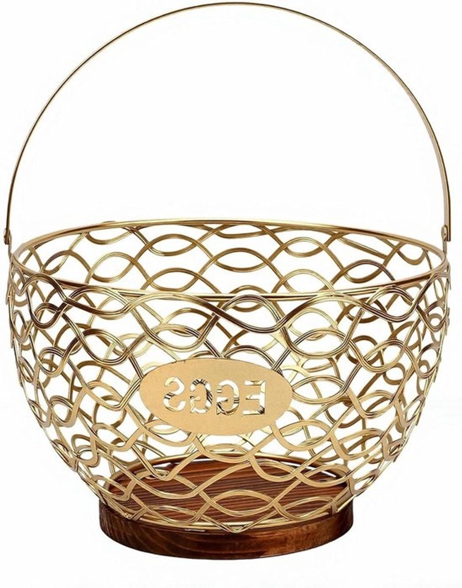 Eiermand - Opbergmand - Keuken Organiseren - Stevige Draadconstructie - 21 cm diep - Goudkleurig