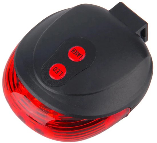 Achterlaser Fietslicht – 5 LED + Rode Laserlijn – Inclusief Batterijen – Weerbestendig & Schokbestendig — afbeelding 2