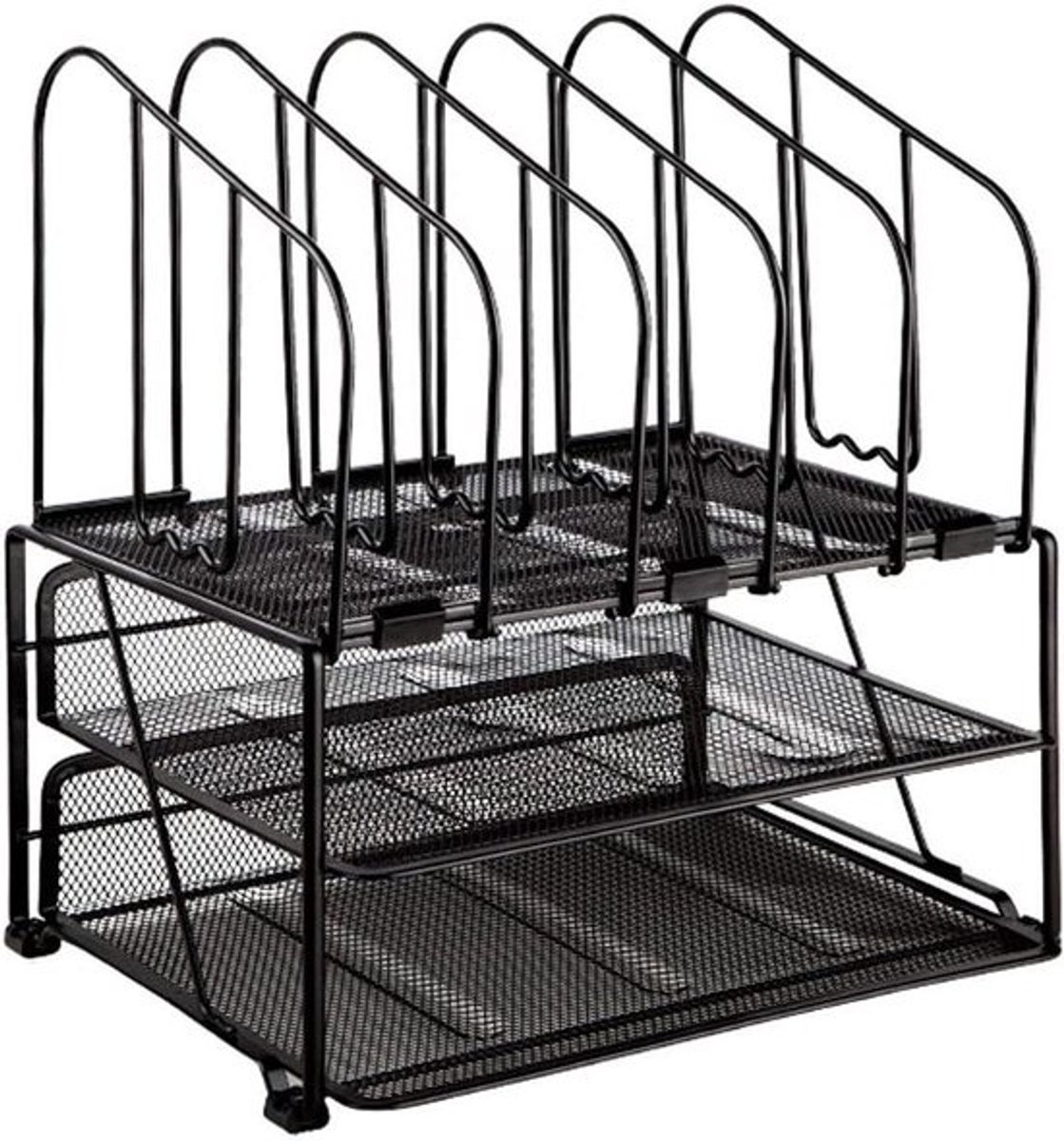 Dossierhouder - Bureau organizer - Kantoor organiseren - Drie niveaus - 32.4 cm breed - Zwart