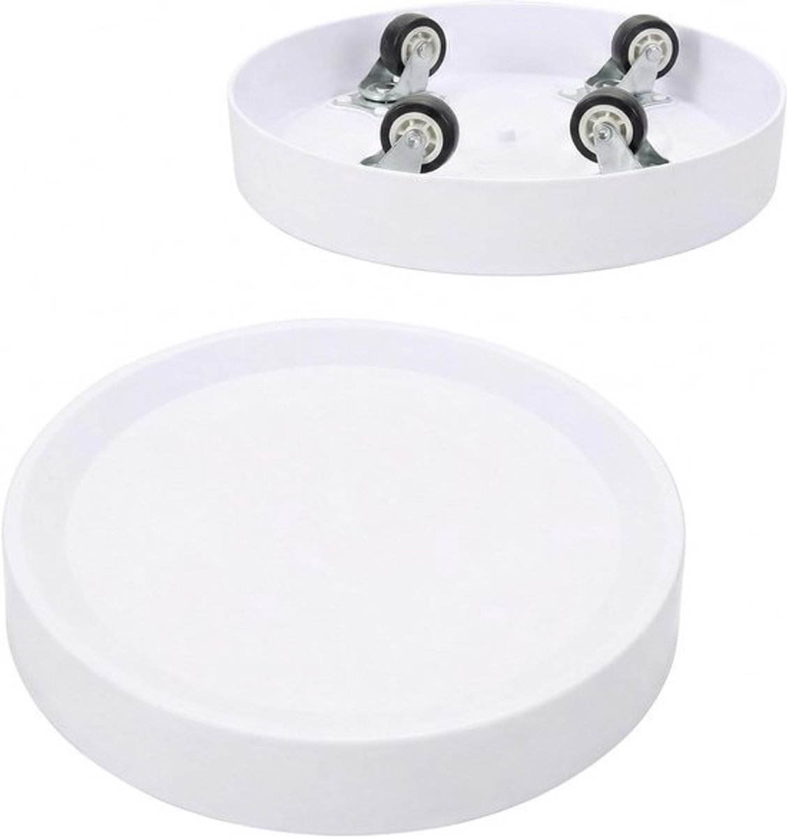Plantenroller met Wielen - Bloempotstandaard Mobiel - Planten Verplaatsen - Verborgen Stille Wielen - 2 stuks 18.5 cm - Wit